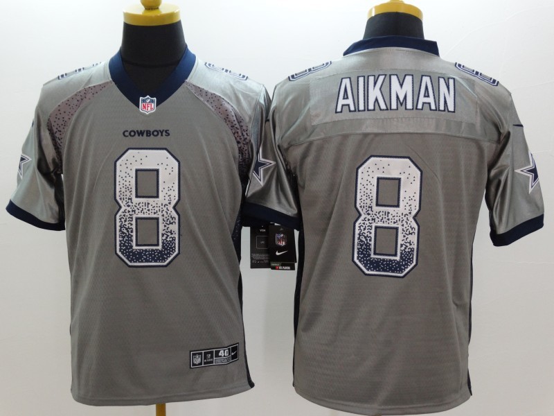 Dallas Cowboys 8 Aikman Drift Fashion Grey Nike Elite Jerseys